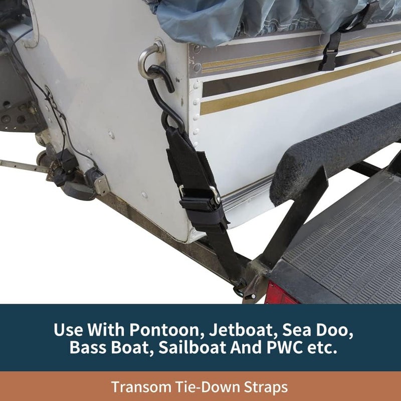 Seamander Boat Tie Down Straps to Trailer- Marine Grade Transom Tie Downs 2inch x 48inch Adjustable Boat Trailer Straps for Boat, Jet Ski, & More - Image 4